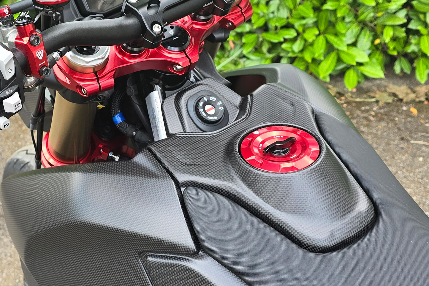 CNC Racing Carbon Fiber Fuel Tank Top Cover for the Ducati Hypermotard 698 Mono