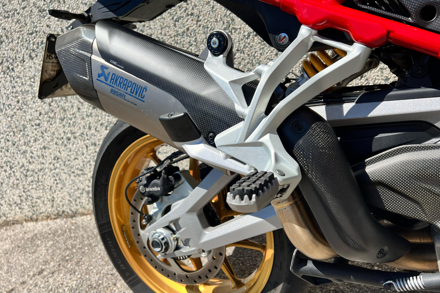 CNC Racing Carbon Fiber Lower Exhaust Pipe Guard for the Akrapovic Full System for the Ducati Multistrada V4 / S / Sport / Pikes Peak
