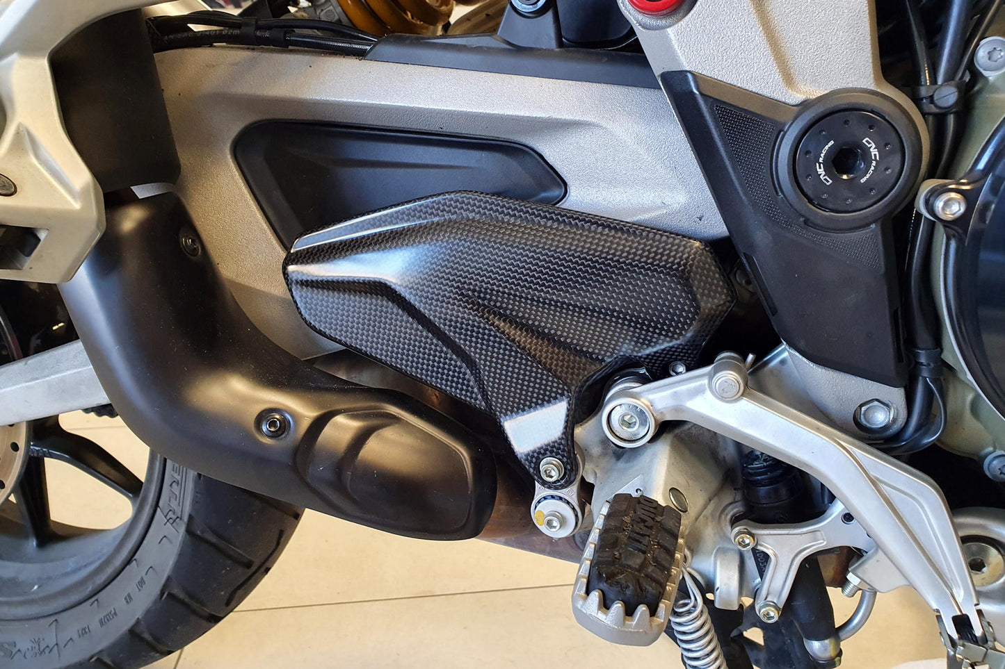 CNC Racing Carbon Fiber Heel Guards for Ducati Multistrada V4 / S / Sport, and 22-23 Pikes Peak