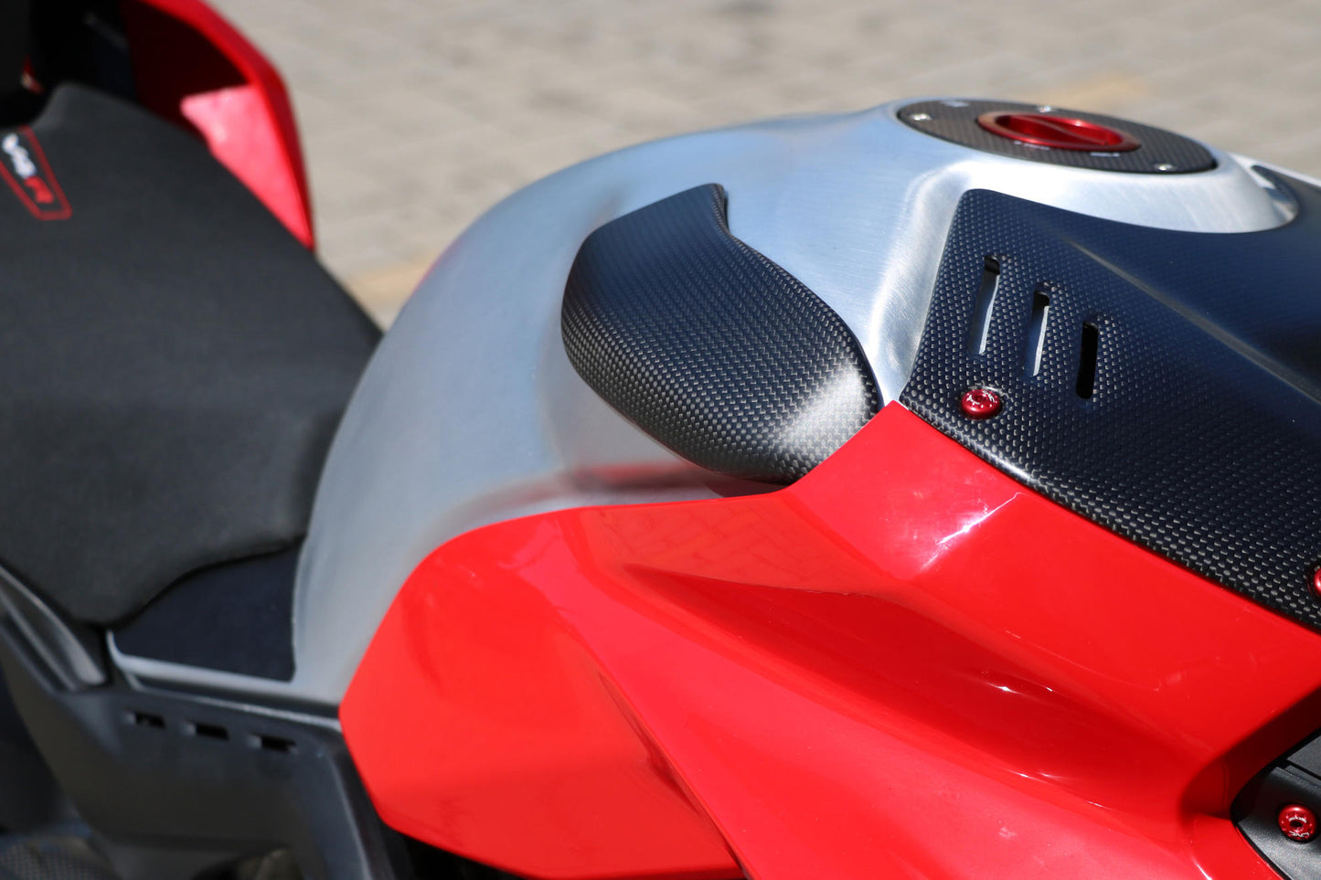 CNC Racing Carbon Fiber/Kevlar Fuel Tank Slider Kit for Ducati Panigale V4 / S / R / Speciale (18-21) and Streetfighter V4 (20-22)