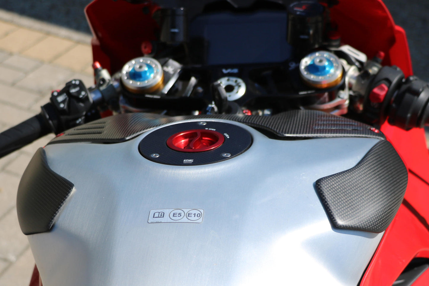 CNC Racing Carbon Fiber/Kevlar Fuel Tank Slider Kit for Ducati Panigale V4 / S / R / Speciale (18-21) and Streetfighter V4 (20-22)