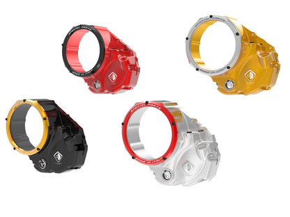 DBK Special Parts (Ducabike) NEW EVO-3D Clear Wet Clutch Cover for the Ducati Hypermotard 821 (2015) / 939 / 950, Multistrada 950, Supersport /S and Monster 821