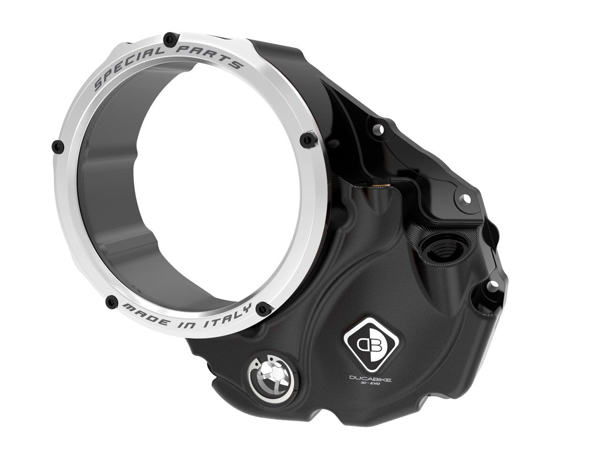 DBK Special Parts (Ducabike) NEW EVO-3D Clear Wet Clutch Cover for the Ducati Hypermotard 821 (2015) / 939 / 950, Multistrada 950, Supersport /S and Monster 821
