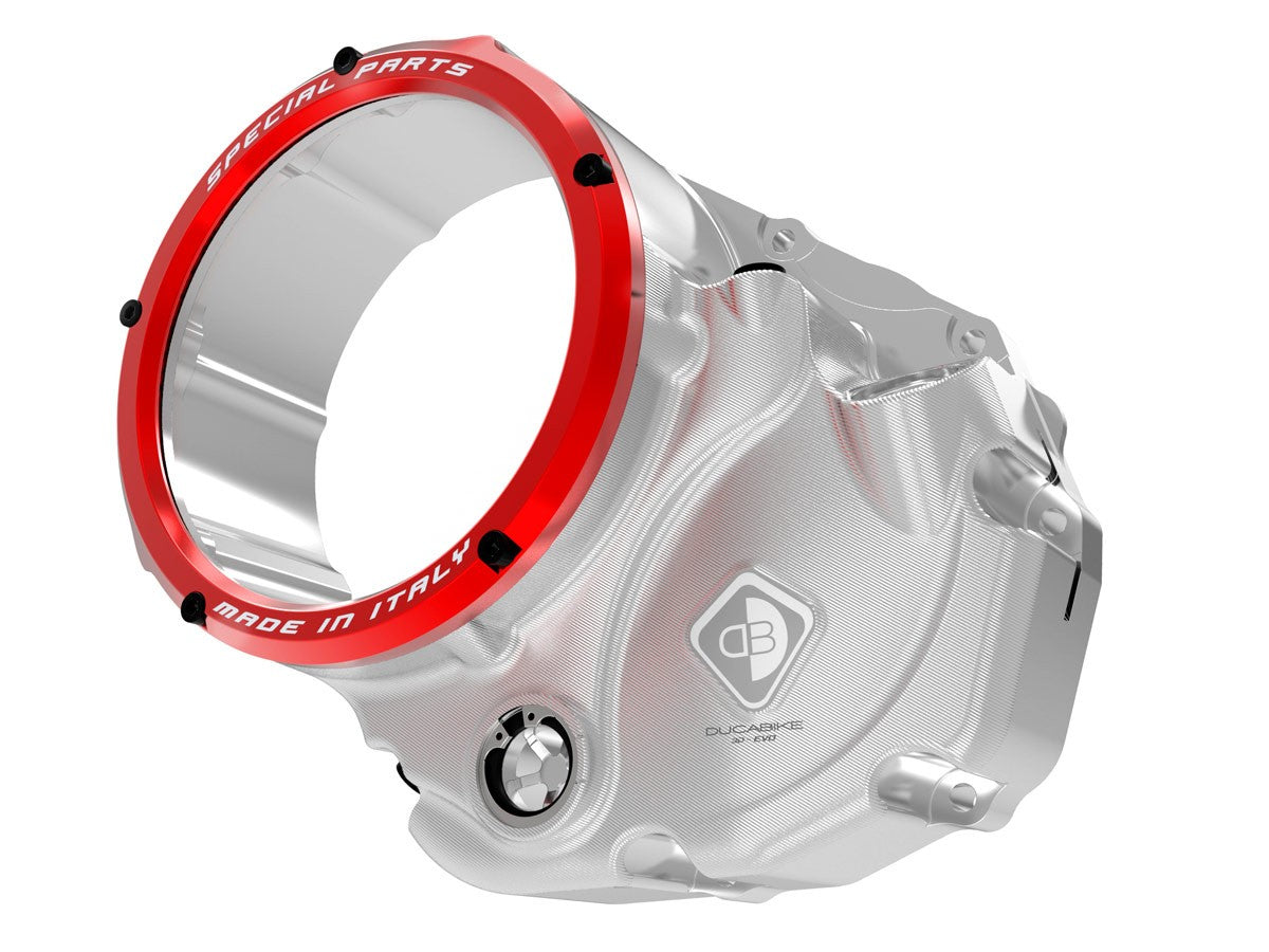 DBK Special Parts (Ducabike) NEW EVO-3D Clear Wet Clutch Cover for the Ducati Hypermotard 821 (2015) / 939 / 950, Multistrada 950, Supersport /S and Monster 821