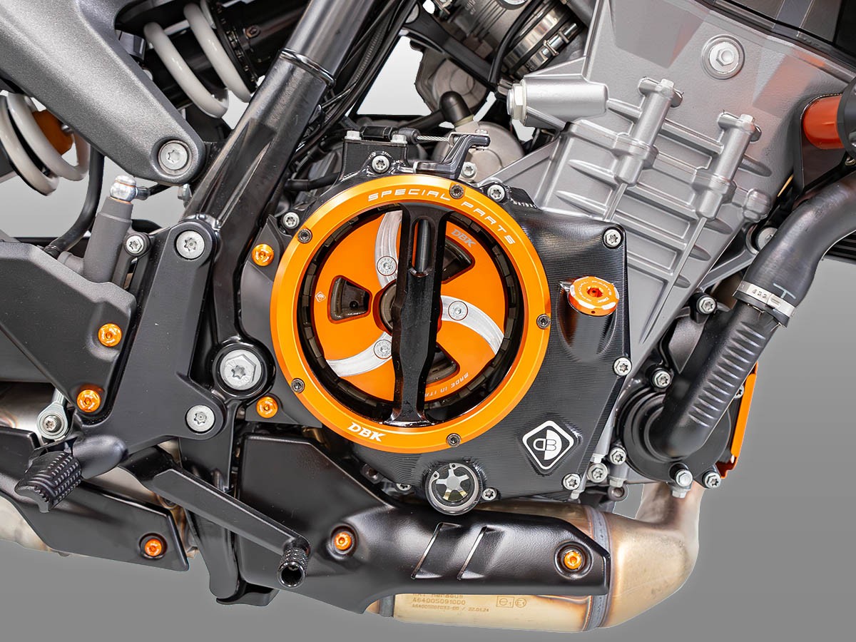 DBK Special Parts (Ducabike) EVO-3D Clear Wet Clutch Cover for the KTM 990 Duke (2024+)