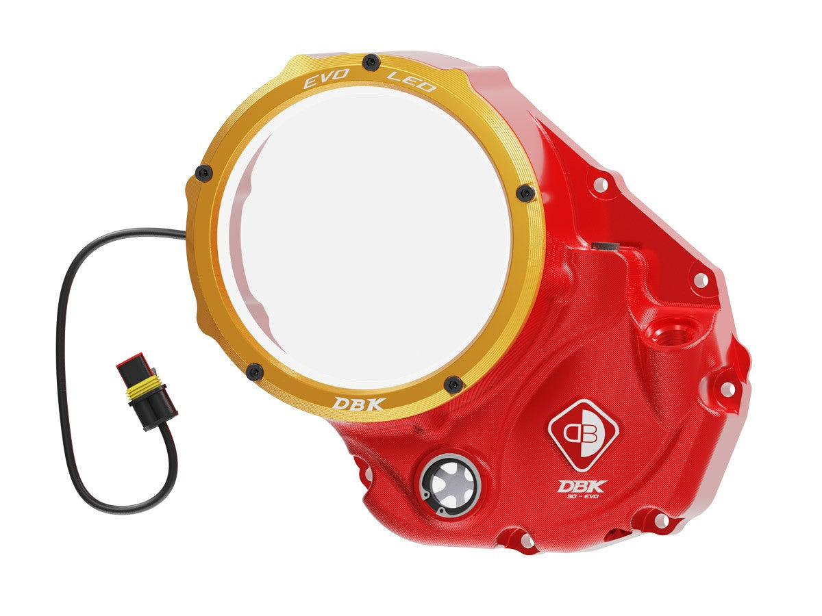 DBK Special Parts (Ducabike) EVO LED Clear Wet Clutch Cover for the Ducati Monster 937, Multistrada V2, and DesertX