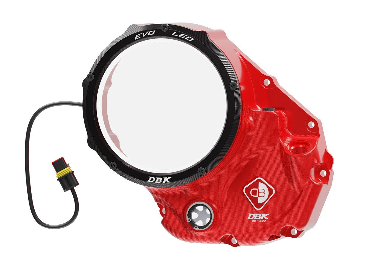 DBK Special Parts (Ducabike) EVO LED Clear Wet Clutch Cover for the Ducati Hypermotard 821 (2015) / 939 / 950, Multistrada 950, Supersport /S and Monster 821