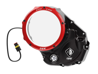 DBK Special Parts (Ducabike) EVO LED Clear Wet Clutch Cover for the Ducati Monster 937, Multistrada V2, and DesertX