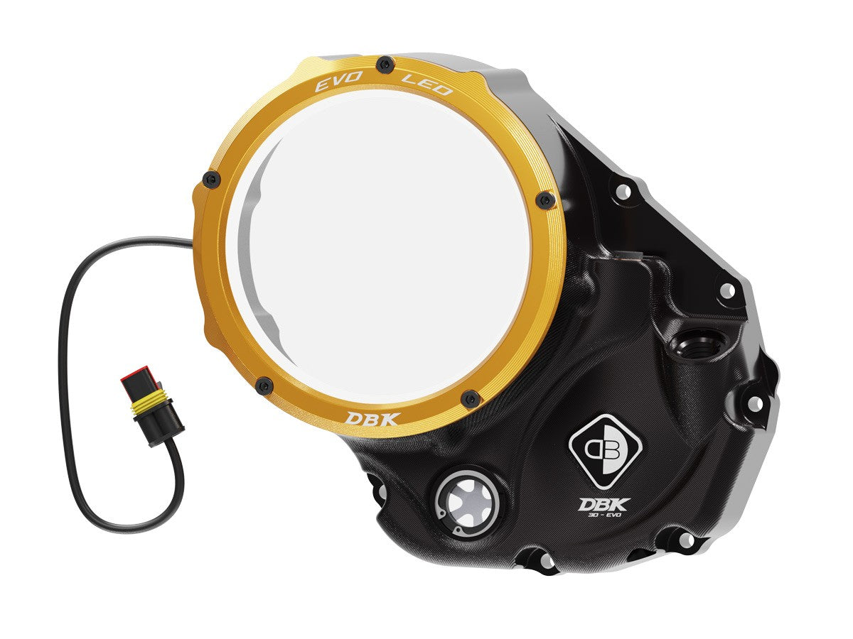 DBK Special Parts (Ducabike) EVO LED Clear Wet Clutch Cover for the Ducati Monster 937, Multistrada V2, and DesertX