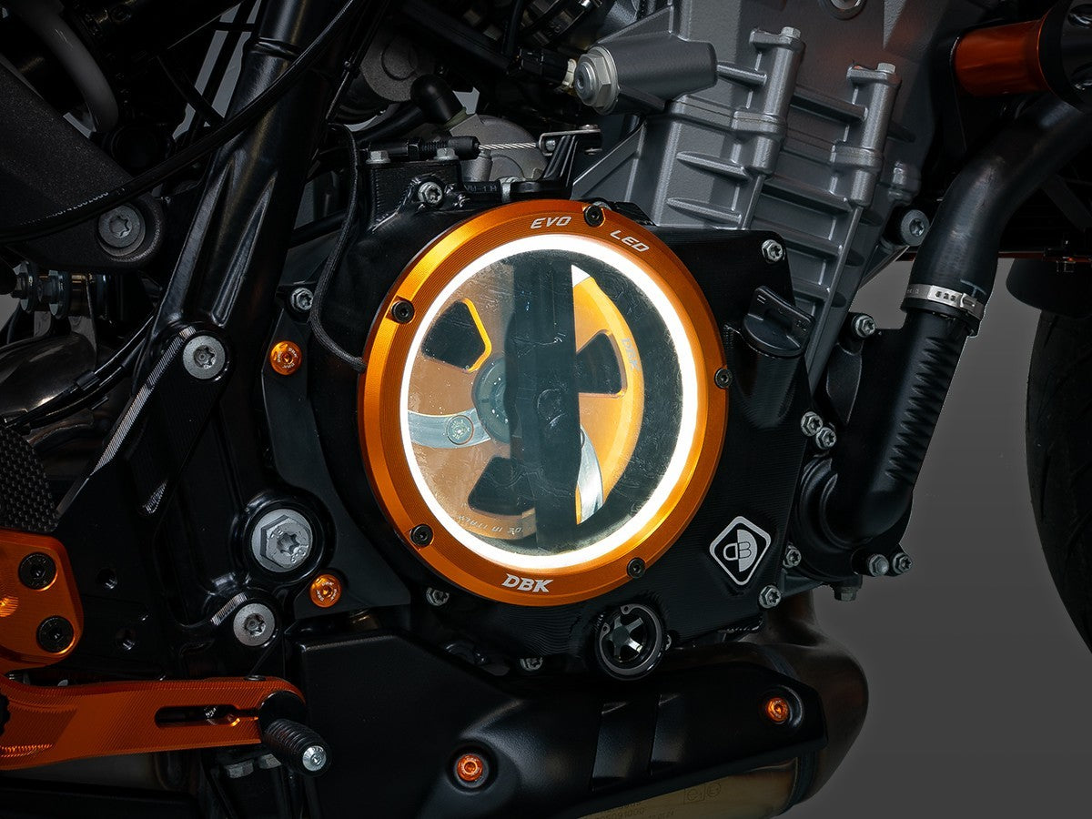 DBK Special Parts (Ducabike) EVO LED Clear Wet Clutch Cover for the KTM 990 Duke (2024+)