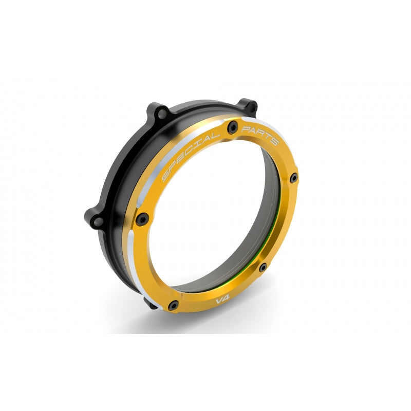 DBK Special Parts (Ducabike) Dual Color Clear Wet Clutch Cover for the Ducati Panigale / Streetfighter / Multistrada / Diavel V4