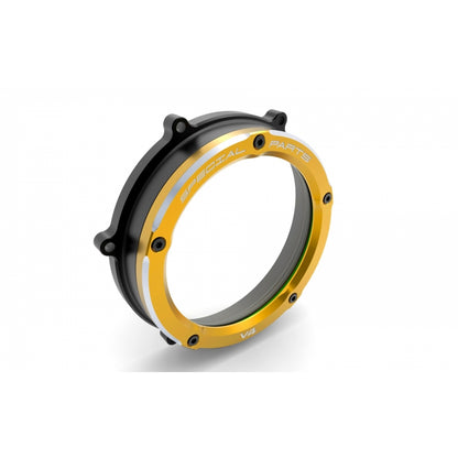DBK Special Parts (Ducabike) Dual Color Clear Wet Clutch Cover for the Ducati Panigale / Streetfighter / Multistrada / Diavel V4