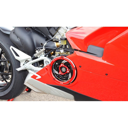 DBK Special Parts (Ducabike) Dual Color Clear Wet Clutch Cover for the Ducati Panigale / Streetfighter / Multistrada / Diavel V4