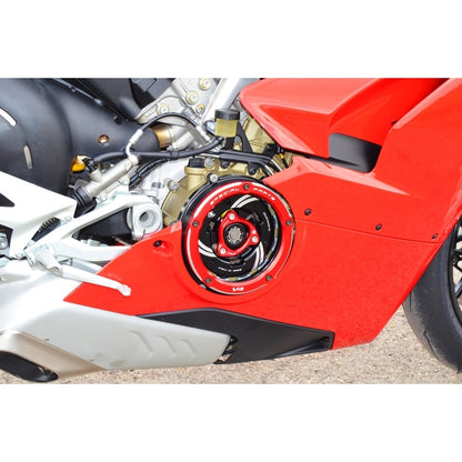 DBK Special Parts (Ducabike) Dual Color Clear Wet Clutch Cover for the Ducati Panigale / Streetfighter / Multistrada / Diavel V4
