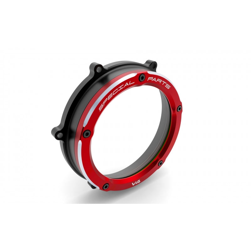 DBK Special Parts (Ducabike) Dual Color Clear Wet Clutch Cover for the Ducati Panigale / Streetfighter / Multistrada / Diavel V4