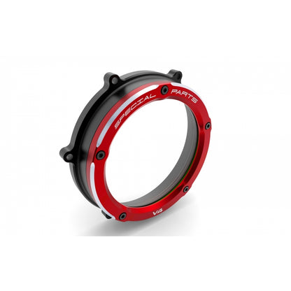 DBK Special Parts (Ducabike) Dual Color Clear Wet Clutch Cover for the Ducati Panigale / Streetfighter / Multistrada / Diavel V4