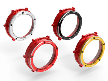 DBK Special Parts (Ducabike) Dual Color Clear Wet Clutch Cover for the Ducati Panigale / Streetfighter / Multistrada / Diavel V4