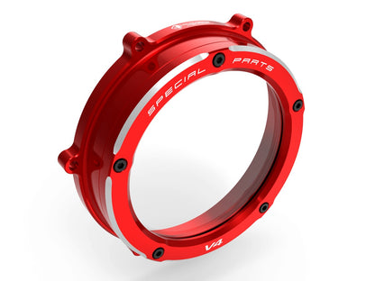 DBK Special Parts (Ducabike) Dual Color Clear Wet Clutch Cover for the Ducati Panigale / Streetfighter / Multistrada / Diavel V4