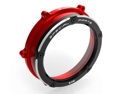 DBK Special Parts (Ducabike) Dual Color Clear Wet Clutch Cover for the Ducati Panigale / Streetfighter / Multistrada / Diavel V4
