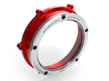 DBK Special Parts (Ducabike) Dual Color Clear Wet Clutch Cover for the Ducati Panigale / Streetfighter / Multistrada / Diavel V4