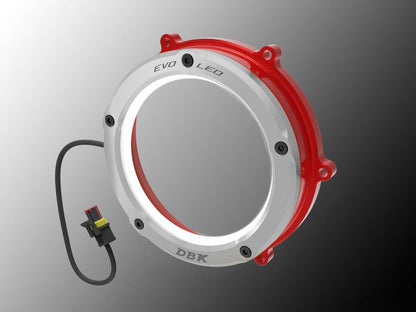 DBK Special Parts (Ducabike) EVO LED Dual Color Clear Wet Clutch Cover for the Ducati Panigale / Streetfighter / Multistrada / Diavel V4