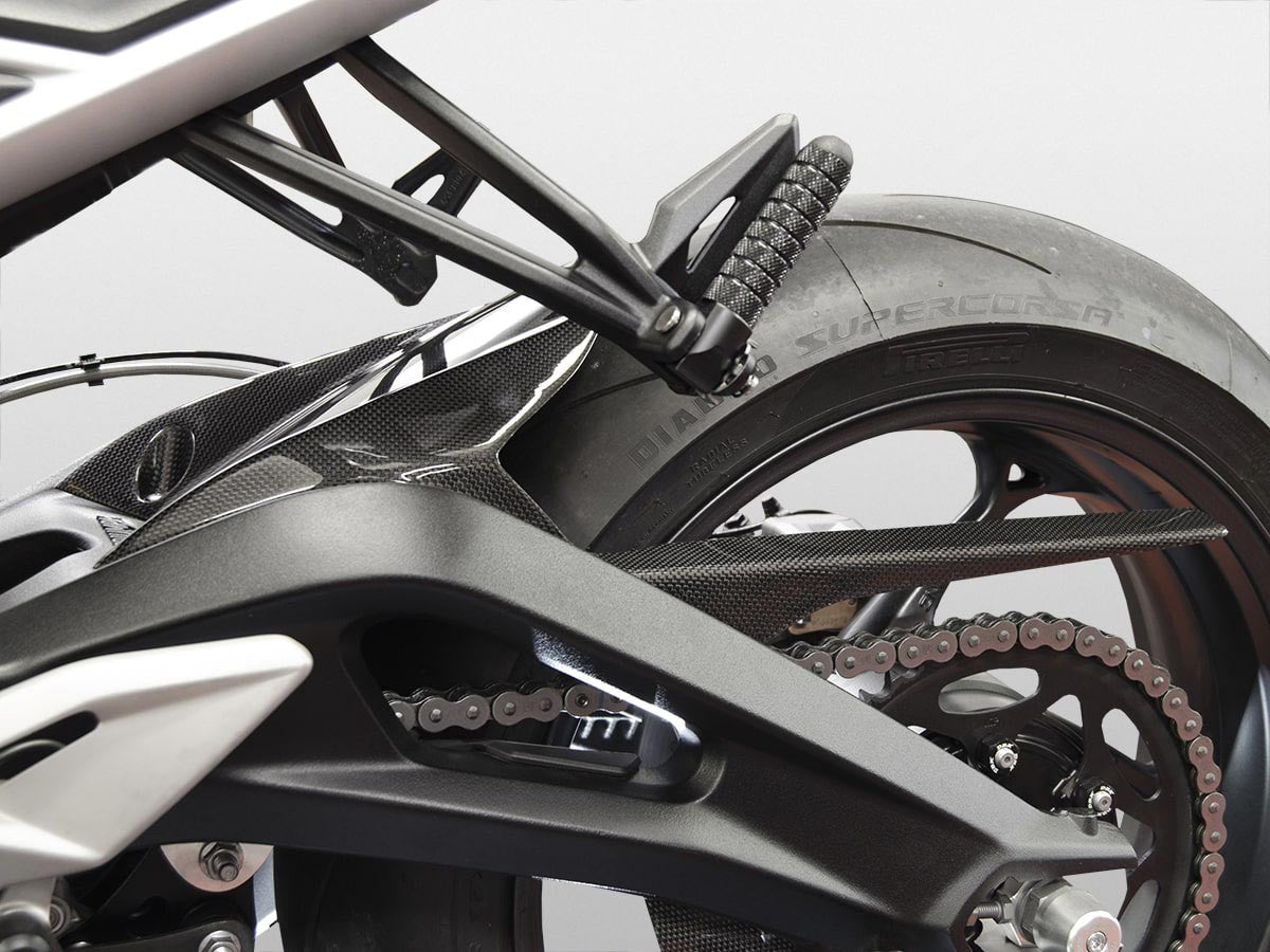 DBK Special Parts (Ducabike) Carbon Fiber Rear Hugger and Chain guard for Triumph Street Triple 765 S/R/RS