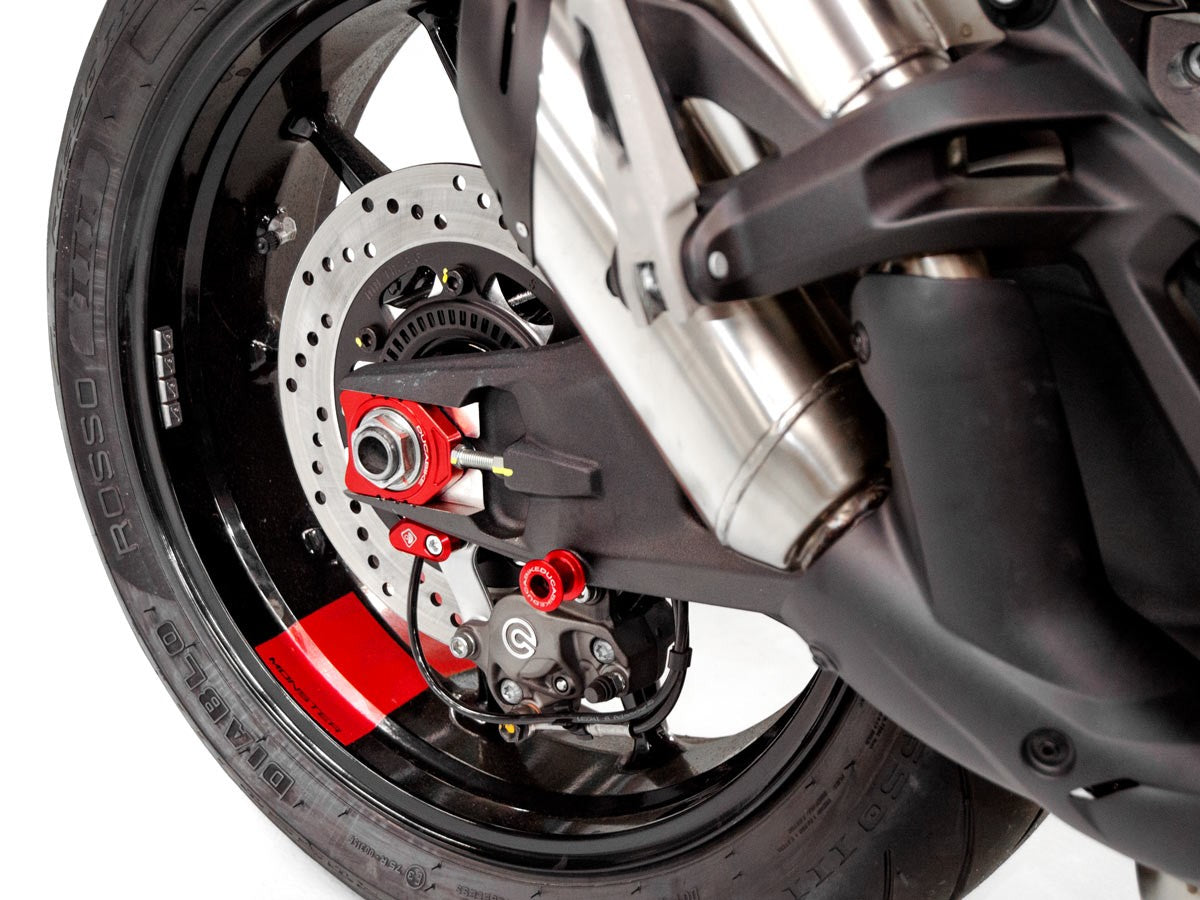 DBK Special Parts (Ducabike) Billet Chain Adjusters for the Ducati Monster 937 and Hypermotard 698 Mono