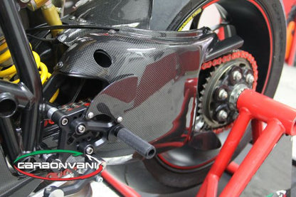 CARBONVANI - DUCATI 848 / 1098 & 1198 CARBON FIBER SBK SWINGARM COVER (2007-13)