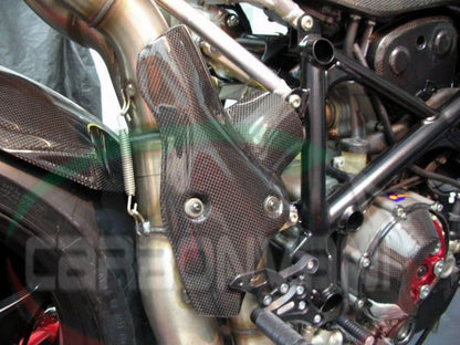 CARBONVANI - DUCATI 848 / 1098 & 1198 CARBON FIBER EXHAUST COLLECTOR GUARD FOR TERMIGNONI (2007-13)