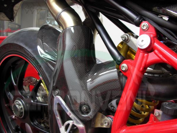 CARBONVANI - DUCATI 848 / 1098 & 1198 CARBON FIBER EXHAUST COLLECTOR GUARD FOR TERMIGNONI (2007-13)