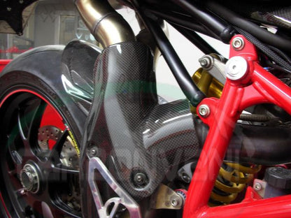 CARBONVANI - DUCATI 848 / 1098 & 1198 CARBON FIBER EXHAUST COLLECTOR GUARD FOR TERMIGNONI (2007-13)