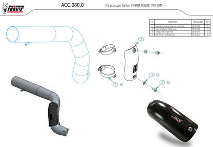 MIVV Carbon Heat Shield for Dakar Slip-on Exhaust For Yamaha Ténéré 700 2019-2022