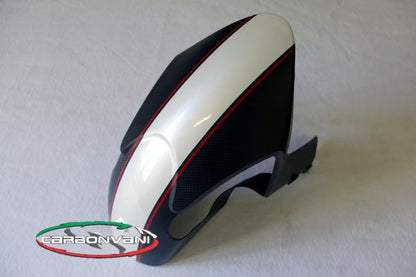 CARBONVANI - DUCATI MONSTER M696 / M796 / M1100 CARBON FIBER FRONT MUDGUARD OE style DUCATI CORSE (Red/White/Red)