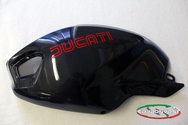 CARBONVANI - DUCATI MONSTER M1100 / M796 / M696 CARBON FIBER LH FUEL TANK SIDE PANEL WITH FRAME AND MESH