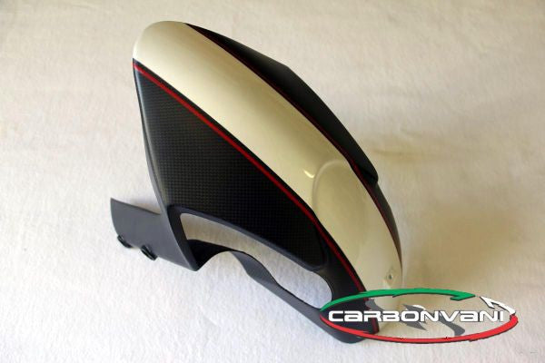 CARBONVANI - DUCATI MONSTER M696 / M796 / M1100 CARBON FIBER FRONT MUDGUARD OE style DUCATI CORSE (Red/White/Red)