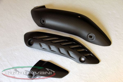 CARBONVANI - DUCATI MONSTER 821 / 1200 CARBON FIBER EXHAUST COLLECTOR GUARD KIT (3 PIECES)