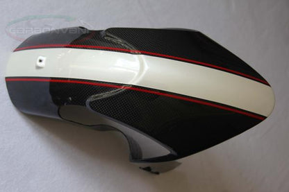CARBONVANI - DUCATI MONSTER M696 / M796 / M1100 CARBON FIBER FRONT MUDGUARD OE style DUCATI CORSE (Red/White/Red)