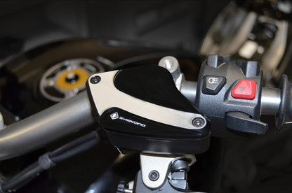 DBK Special Parts (Ducabike) Tri Blade Contrast Cut Front Brake & Clutch Reservoir Caps for the Ducati Diavel / XDiavel