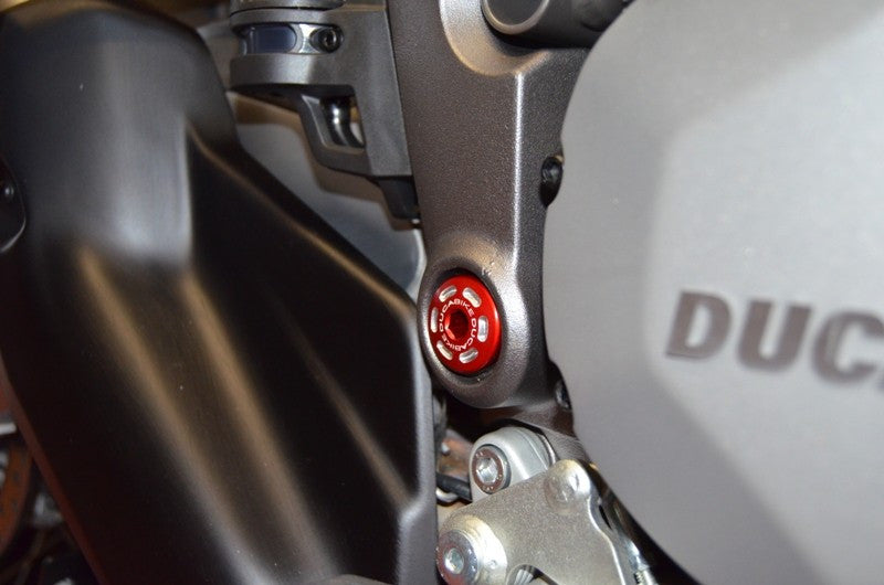 DBK Special Parts (Ducabike) Contrast Cut Billet Main Frame Caps (Swing arm pivot) for the Ducati 15+ Multistrada 1260, 1200 and 950