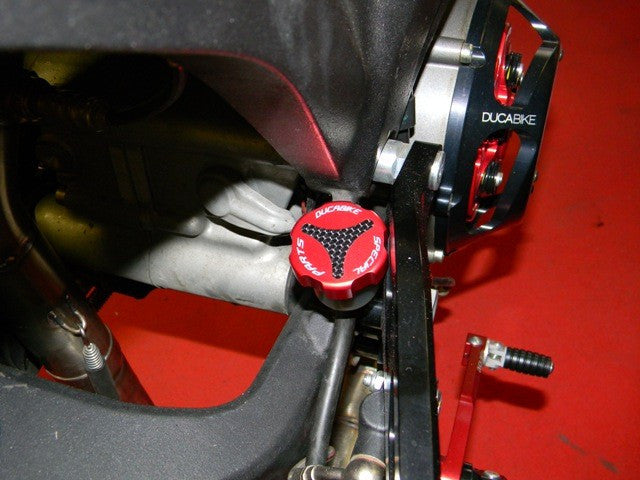 DBK Special Parts (Ducabike) Billet Rear Brake Reservoir Cap for Ducati (except Diavel and 2015+ Multistrada) and Clutch
