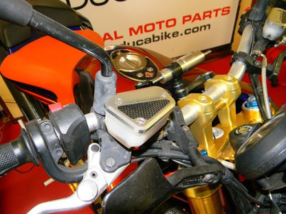 DBK Special Parts (Ducabike) Billet Front Brake & Clutch Reservoir Caps for the Ducati GT 1000  Multistrada 1000  ST3/ST4S  and Streetfighter/S