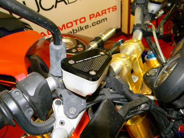 DBK Special Parts (Ducabike) Billet Front Brake & Clutch Reservoir Caps for the Ducati GT 1000  Multistrada 1000  ST3/ST4S  and Streetfighter/S
