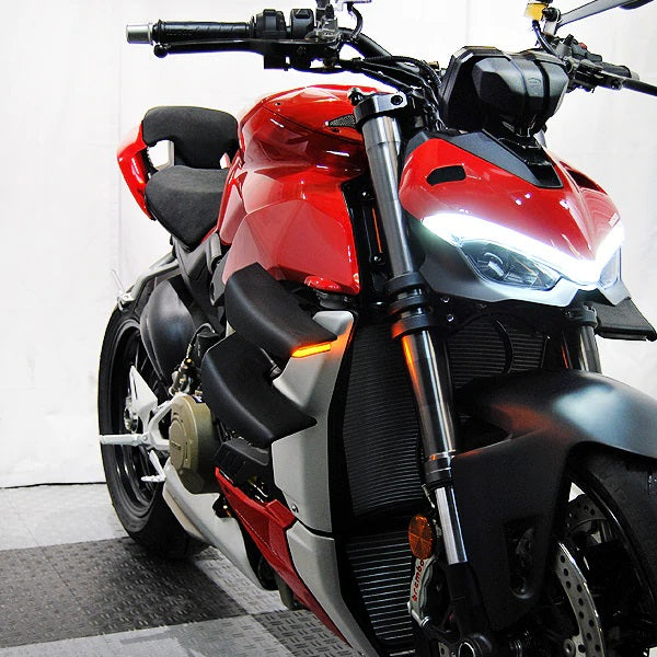 New Rage Cycles (NRC) Winglet Front Turn Signals for the Ducati Streetfighter V4 / V2