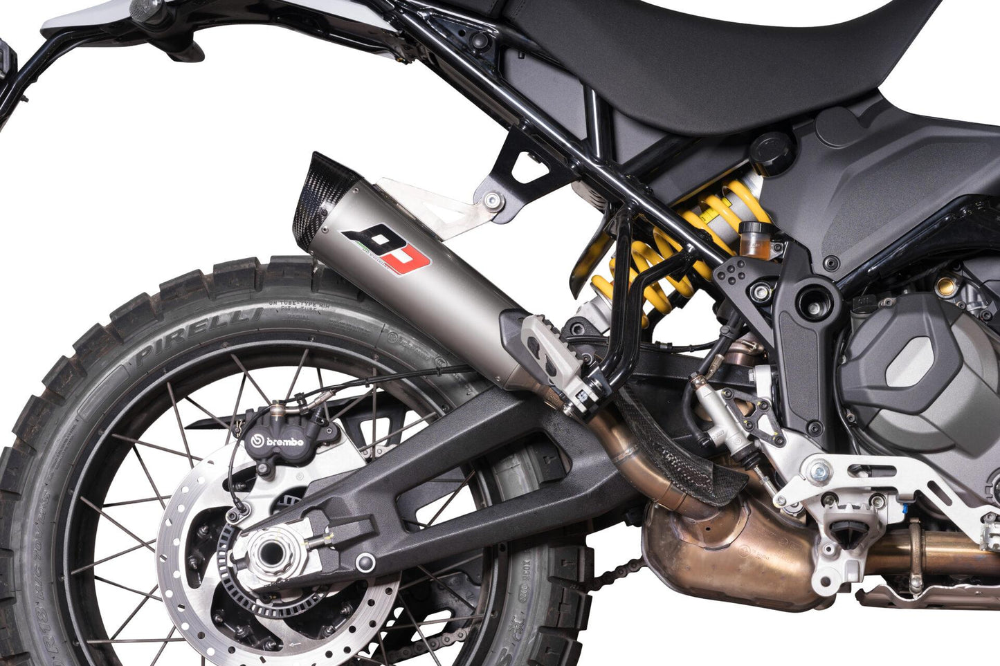 QD Exhaust Tri-cone Titanium/Carbon Slip-on Exhaust for the Ducati DesertX