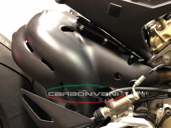 Carbonvani - Ducati Panigale / Streetfighter V4 / S / Speciale Carbon Fiber Exhaust Collector Guard Kit (OE Euro 4 Exhaust)