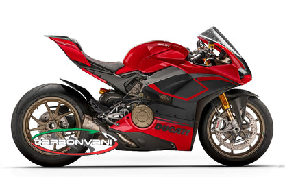 Carbonvani - Ducati Panigale V4 R / 2020+ V4 / S "RED-ONE" Design Carbon Fiber Full Fairing Kit with Winglets - ROAD VERSION (10 pieces)