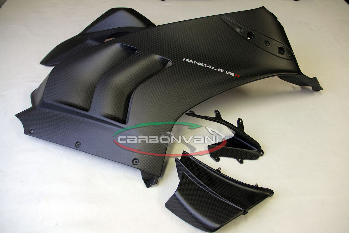 Carbonvani - Ducati Panigale V4 R / 2020+ V4 / S Carbon Fiber Full Fairing Kit with Winglets -R STYLE DECALS - ROAD VERSION (10 pieces)