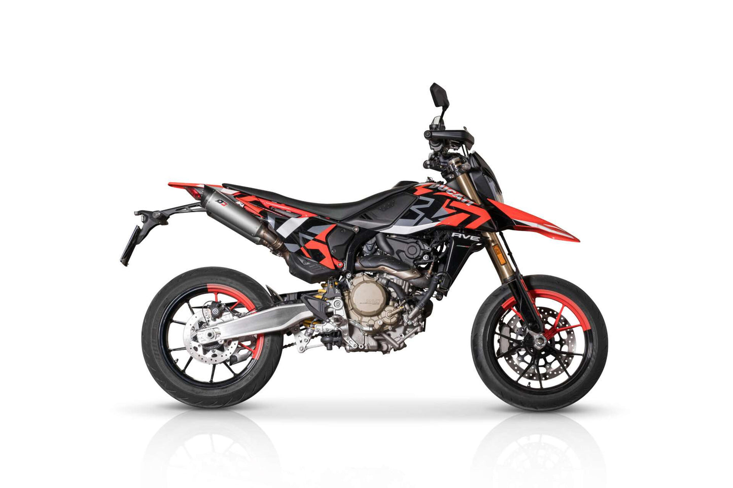 QD Exhaust Tricone Ti and Carbon & DARK MATTER Slip-ons for the Ducati Hypermotard 698 Mono