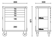 Beta Tools Model C39  G/6-Mobile Roller Cab 6 Drawers Grey