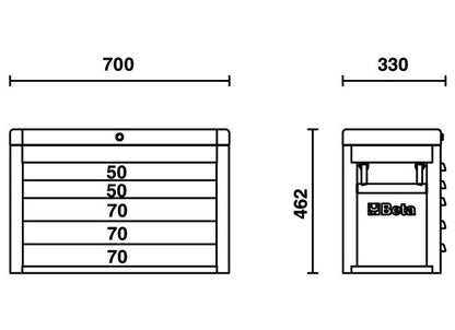 Beta Tools Model C23S  G-Portable Tool Chest Grey